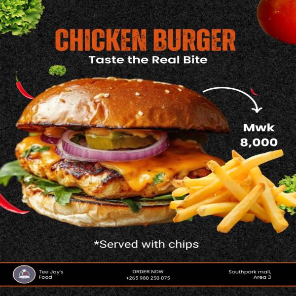 Chicken Burger with Chips 🍔🍟